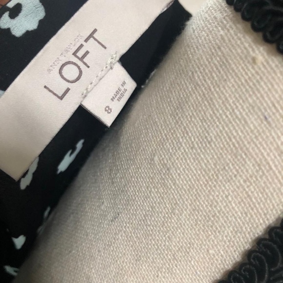 Loft long Sleeve Black with Blue Pattern Dress Size 8. - Picture 7 of 7